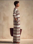 Women's Classic Color-Block Striped One-Shoulder Loose Long-Sleeve Knit Maxi Dress ZMZ1250H4SWL