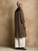 Women's Color-Block Striped Long-Sleeve Chiffon Midi Dress ZMZ1391H4XT
