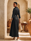 Women's Solid-Color Satin Collared Maxi Dress ZMZ1383H0XT
