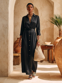 Women's Solid-Color Satin Collared Maxi Dress ZMZ1383H0XT