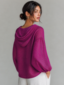 Women's High-Quality Linen V-Neck Lantern Sleeve Hoodie ZMZ1304H7XT