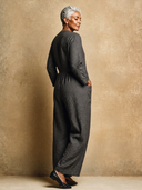 Women's V-neck Front Button Quality Linen Wide-leg Jumpsuit ZMZ1384H2XT