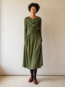 Women's Stretch Crew-Neck Button-Front Midi Dress ZMZ1396H6XT