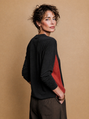 Women's Classic Casual Lyocell-Cotton Color-Block Henley Long-Sleeve T-Shirt ZMZ1284H6ZYY