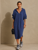 Women's Half-Zip Hooded Textured Midi Dress ZMZ1376H3XT