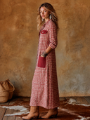 Women's Classic American Retro Plaid Cotton-Blend With Multiple Pockets Long-Sleeve Maxi Dress ZMZ1354H0ZYY