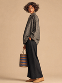 Women's Vintage-Style Casual Set: Cotton Stand-Collar Lantern-Sleeve Shirt And Cotton-Linen Wide-Leg Pants With Elastic Waist ZMZ1456H1ZYY