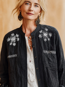 Women's Vintage-Style Elegant Casual – Embroidered Cotton-Linen, Mandarin Collar, Single-Breasted Lightweight Jacket ZMZ1475H7ZYY