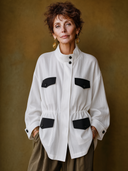 Women's Vintage-Style Casual Stand-Collar Cotton-Linen With Multiple Pockets Jacket ZMZ1440H4ZYY