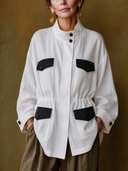 Women's Vintage-Style Casual Stand-Collar Cotton-Linen With Multiple Pockets Jacket ZMZ1440H4ZYY