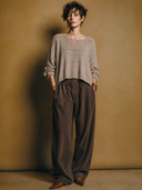 Women's Vintage-Style Elegant Crew-Neck Long-Sleeve Loose Sweater ZMZ1436H2ZYY