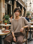 Women's Vintage-Style Elegant Crew-Neck Long-Sleeve Loose Sweater ZMZ1436H2ZYY