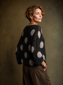 Women's Vintage-Style Elegant Round Neck Long-Sleeve Polka-Dot Sweater ZMZ1403H1ZYY