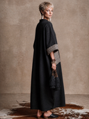 Women's Vintage-Style Casual Cotton-Linen Patchwork Plaid V-Neck Long-Sleeve Loose Maxi Dress ZMZ1465H1ZYY