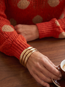 Women Polka Dot Hollow Knit Sweater, V Neck Long Sleeve Loose Casual Mesh Knit Blouse ZMZ1231H4YZH