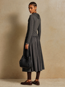 Women's Solid Color Cowl Neck Asymmetric Button Midi Dress ZMZ1744H2XT