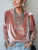 Women's Stylish Light Pink Velvet Hoodie ZMZ1792H9SWL