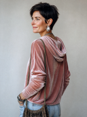 Women's Stylish Light Pink Velvet Hoodie ZMZ1792H9SWL