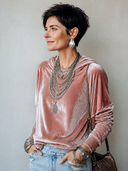 Women's Stylish Light Pink Velvet Hoodie ZMZ1792H9SWL