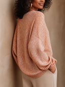 Women V‑Neck Marled Knit Sweater, Oversized Long Sleeve Loose Fall Pullover Top ZMZ1701H4YZH