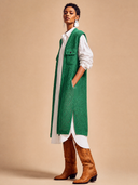 Women's Vintage-Style Elegant Casual Long Knit Vest With Multiple Pockets ZMZ1746H0ZYY
