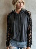 Women's Retro Casual Lace-trimmed Cotton Hooded Sweatshirt ZMZ1870H3ZJY