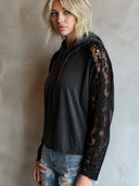 Women's Retro Casual Lace-trimmed Cotton Hooded Sweatshirt ZMZ1870H3ZJY