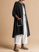 Women's Vintage-Style Casual Cotton-Linen Single-Breasted Lightweight Mid-Length Jacket ZMZ1744H8ZYY