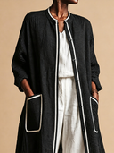 Women's Vintage-Style Casual Cotton-Linen Single-Breasted Lightweight Mid-Length Jacket ZMZ1744H8ZYY