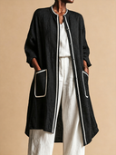 Women's Vintage-Style Casual Cotton-Linen Single-Breasted Lightweight Mid-Length Jacket ZMZ1744H8ZYY