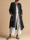 Women's Vintage-Style Casual Cotton-Linen Single-Breasted Lightweight Mid-Length Jacket ZMZ1744H8ZYY