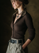 Women's Retro Casual Ribbed Knit Leopard Print Cardigan ZMZ1896H0ZJY
