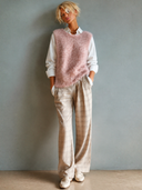 Women's Retro Casual Mohair Knit Crew Neck Sleeveless Tank Top ZMZ1826H4ZJY