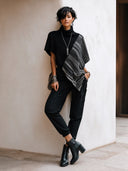 Women's Stylish Color-Block Turtleneck Knit Cape-Style Top ZMZ1834H8SWL