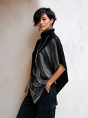 Women's Stylish Color-Block Turtleneck Knit Cape-Style Top ZMZ1834H8SWL