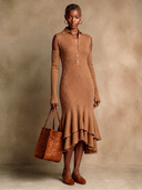 Women's Solid-Color Off-Shoulder Ribbed Knit Midi Dress ZMZ1870H7XT