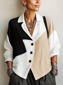 Women's Classic Retro Color-Block Cotton-Linen Jacket ZMZ1817H3SWL