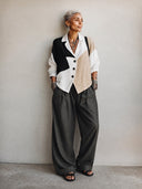 Women's Classic Retro Color-Block Cotton-Linen Jacket ZMZ1817H3SWL