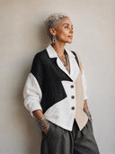 Women's Classic Retro Color-Block Cotton-Linen Jacket ZMZ1817H3SWL