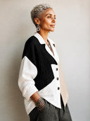 Women's Classic Retro Color-Block Cotton-Linen Jacket ZMZ1817H3SWL