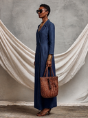 Women's Cotton-Linen Double-Breasted Blazer Maxi Dress ZMZ1868H7XT
