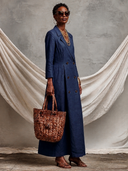 Women's Cotton-Linen Double-Breasted Blazer Maxi Dress ZMZ1868H7XT