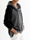 Women's Color-blocked Stacked Collar Drawstring Long-sleeved Hooded Pullover ZMZ1814H1XT