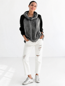 Women's Color-blocked Stacked Collar Drawstring Long-sleeved Hooded Pullover ZMZ1814H1XT