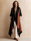 Women's Classic Autumn Faux Suede Color-Block Trench Coat ZMZ1710H3SWL
