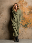 Women's Retro Casual Cotton Turtleneck Long Sleeve Maxi Dress ZMZ1846H8ZJY