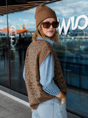 Women's Retro Casual Western Style Leopard Print Knitted Loose V-Neck Pullover Vest ZMZ1986H4ZJY