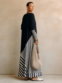Women's Vintage-Style Cotton-Panelled Loose Long-Sleeve Maxi Dress ZMZ1900H9SWL