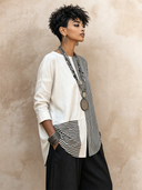 Women's Retro Cotton Patchwork Three-Quarter Sleeve Top ZMZ1978H1SWL