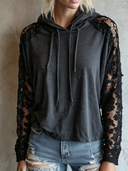 Women's Retro Casual Lace-trimmed Cotton Hooded Sweatshirt ZMZ1870H3ZJY